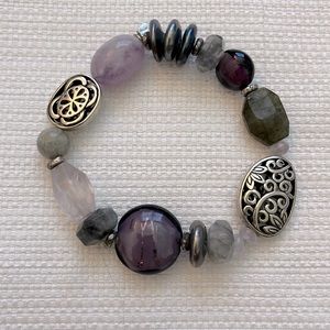 SILPADA STERLING SILVER, QUART & GEMSTONE BRACELET